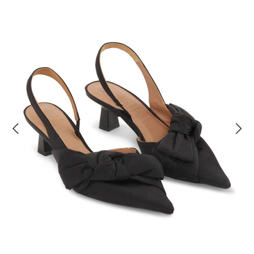 GANNI soft bow slingback pumps